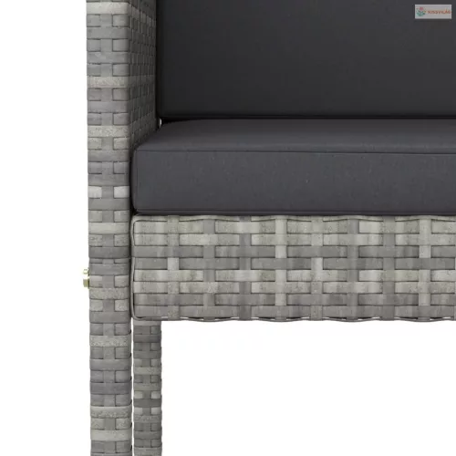 3 részes szürke polyrattan kerti bárszett párnákkal