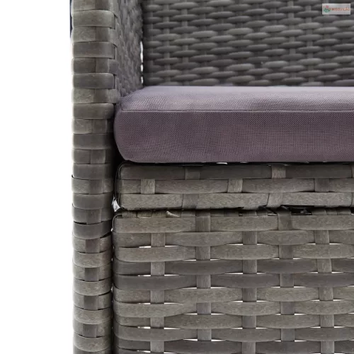 7 részes szürke polyrattan kerti étkezőgarnitúra párnákkal