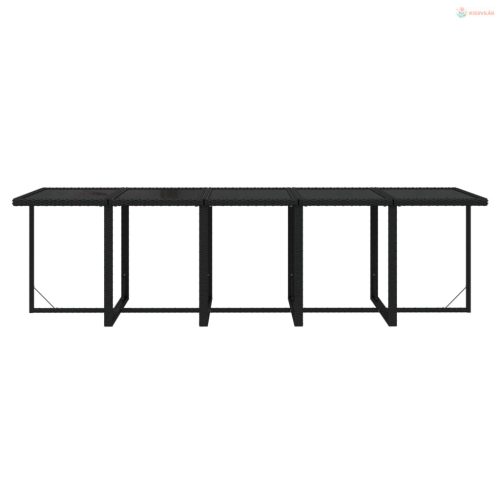 11 részes fekete polyrattan kerti étkezőgarnitúra párnákkal