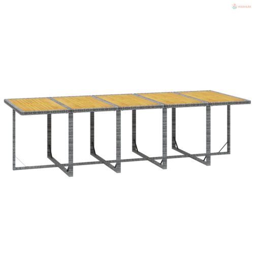 11 részes szürke polirattan kerti étkezőgarnitúra párnákkal