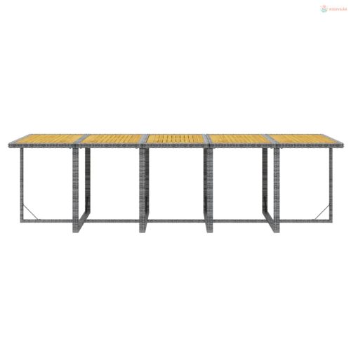 11 részes szürke polirattan kerti étkezőgarnitúra párnákkal