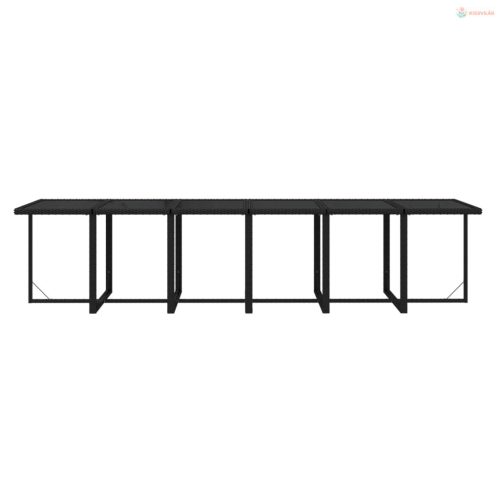 17 részes fekete polyrattan kerti étkezőgarnitúra párnákkal