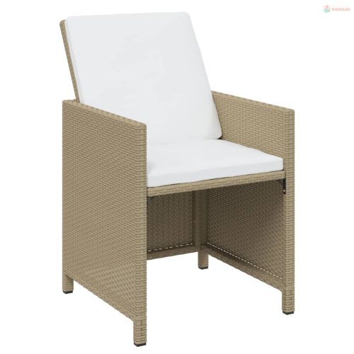 13 részes bézs kerti polyrattan étkezőgarnitúra párnákkal