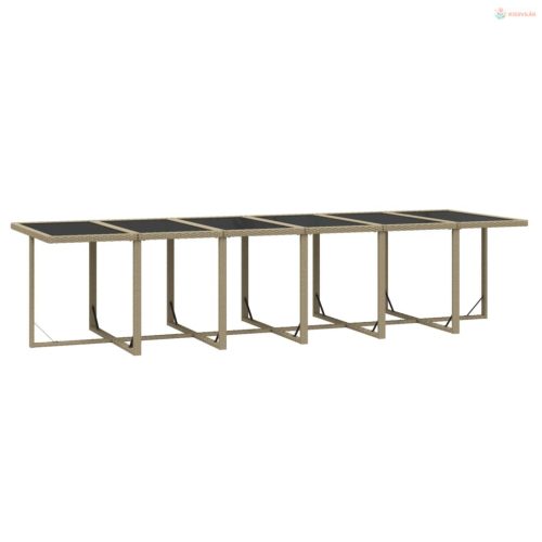 13 részes bézs kerti polyrattan étkezőgarnitúra párnákkal