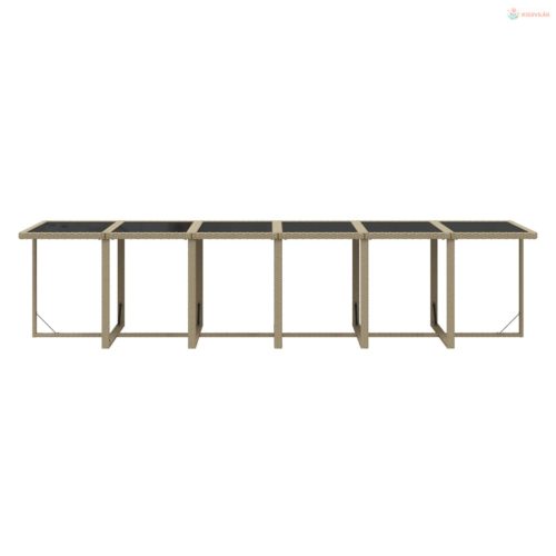 13 részes bézs kerti polyrattan étkezőgarnitúra párnákkal