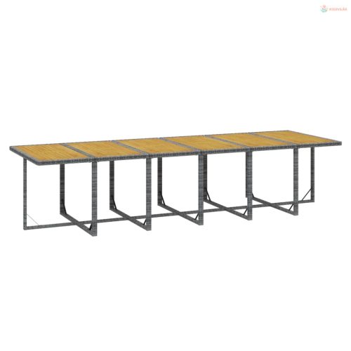 17 részes szürke polyrattan kerti étkezőgarnitúra párnákkal