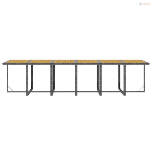 17 részes szürke polyrattan kerti étkezőgarnitúra párnákkal