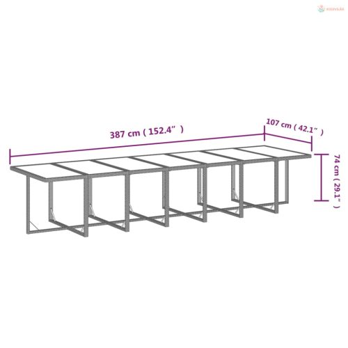 15 részes fekete polyrattan kerti étkezőgarnitúra párnákkal