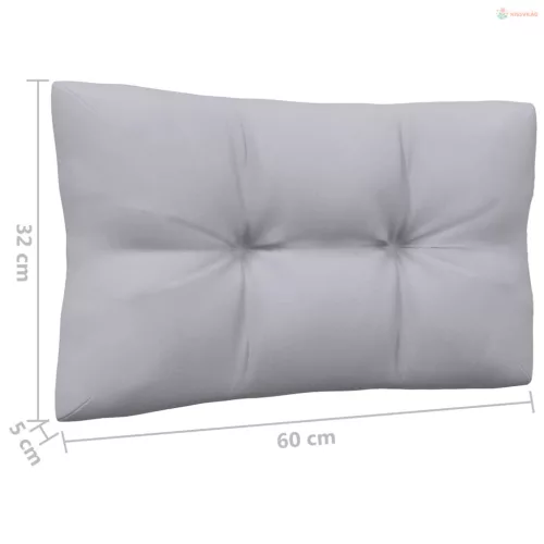 9 részes fenyőfa kerti ülőgarnitúra szürke párnákkal