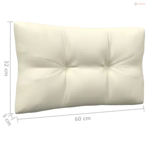 9 részes fenyőfa kerti ülőgarnitúra krémszínű párnákkal