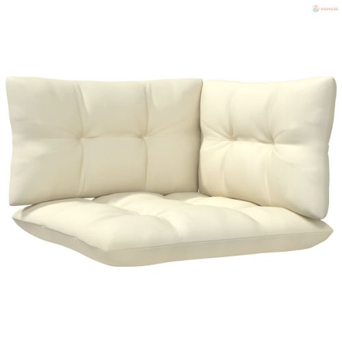 13 részes fenyőfa kerti ülőgarnitúra krémszínű párnákkal