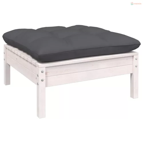 4 részes fenyőfa kerti ülőgarnitúra antracitszürke párnákkal