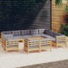 12 részes tömör fenyőfa kerti ülőgarnitúra szürke párnákkal