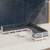 11 részes fehér fenyőfa kerti ülőgarnitúra párnákkal