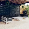 11 részes fehér tömör fenyőfa kerti ülőgarnitúra párnákkal
