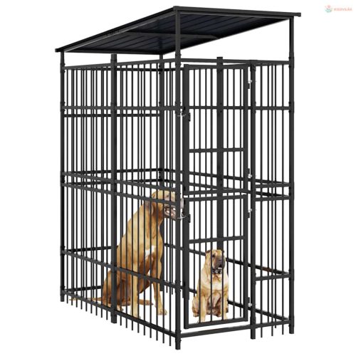 Acél kültéri kutyakennel tetővel 1,84 m²