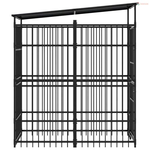 Acél kültéri kutyakennel tetővel 1,84 m²