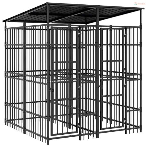 Acél kültéri kutyakennel tetővel 3,69 m²