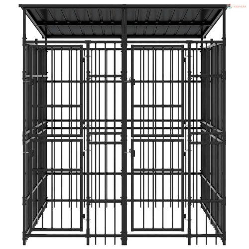 Acél kültéri kutyakennel tetővel 3,69 m²