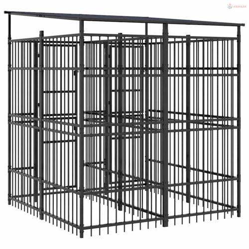 Acél kültéri kutyakennel tetővel 3,69 m²