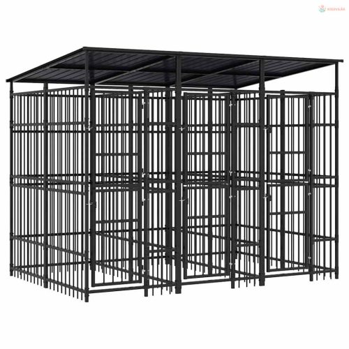 Acél kültéri kutyakennel tetővel 5,53 m²