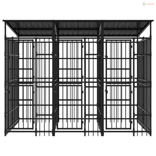 Acél kültéri kutyakennel tetővel 5,53 m²