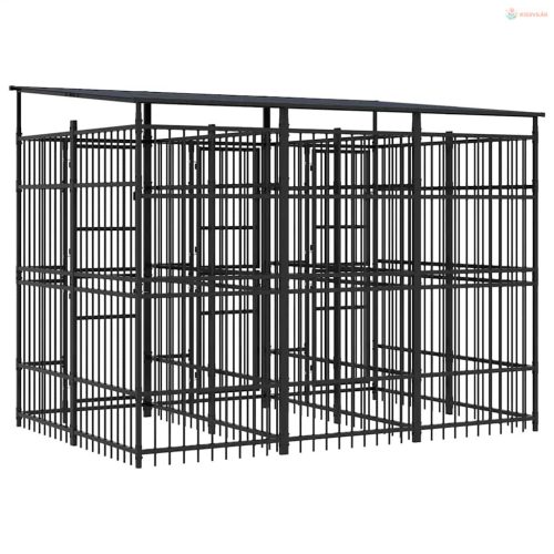 Acél kültéri kutyakennel tetővel 5,53 m²