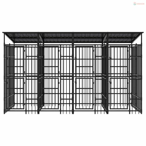 Acél kültéri kutyakennel tetővel 7,37 m²