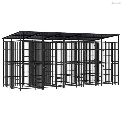 Acél kültéri kutyakennel tetővel 9,22 m²