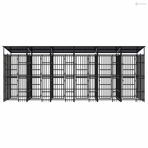 Acél kültéri kutyakennel tetővel 11,06 m²