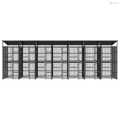 Acél kültéri kutyakennel tetővel 12,9 m²