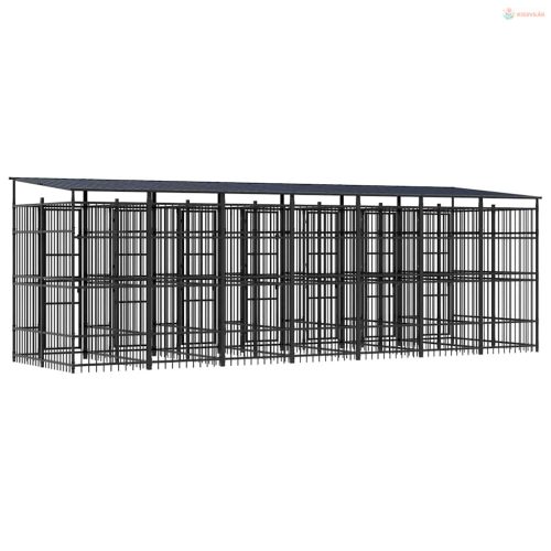 Acél kültéri kutyakennel tetővel 12,9 m²