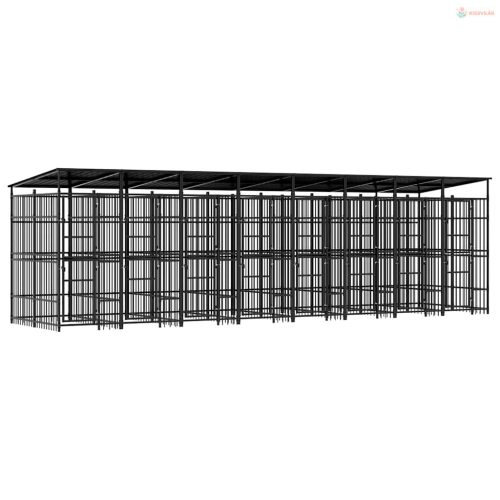 Acél kültéri kutyakennel tetővel 14,75 m²