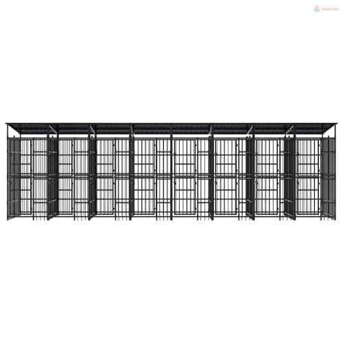 Acél kültéri kutyakennel tetővel 14,75 m²