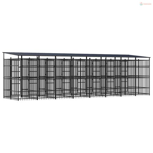 Acél kültéri kutyakennel tetővel 14,75 m²
