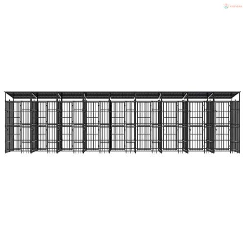 Acél kültéri kutyakennel tetővel 16,59 m²