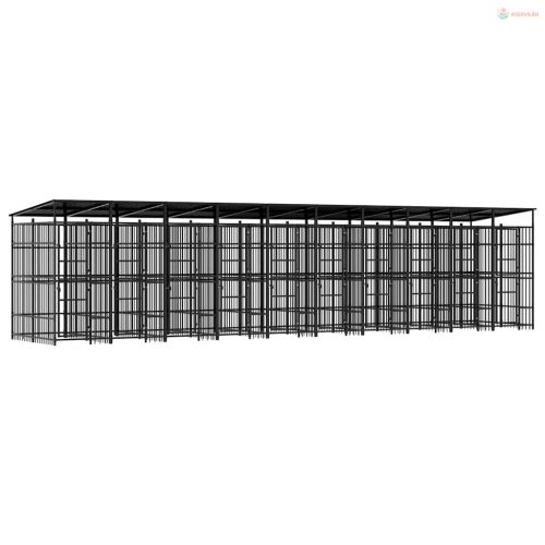 Acél kültéri kutyakennel tetővel 18,43 m²