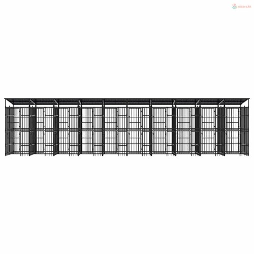 Acél kültéri kutyakennel tetővel 18,43 m²