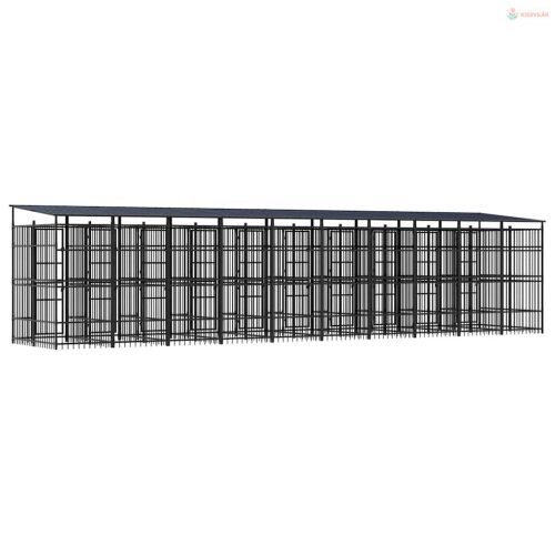 Acél kültéri kutyakennel tetővel 18,43 m²