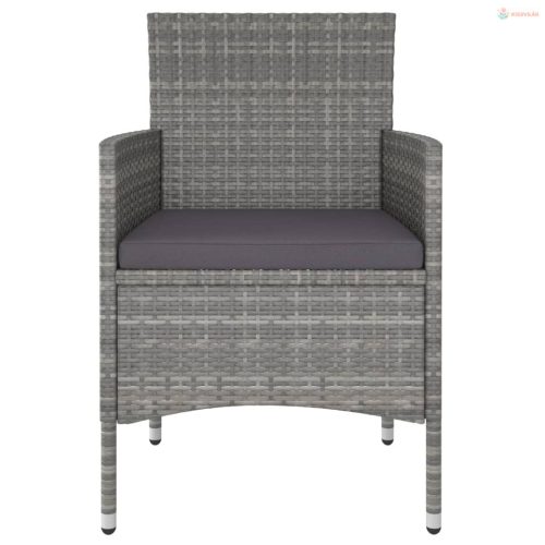 3 részes szürke polyrattan kerti étkezőgarnitúra
