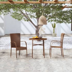 3 részes barna polyrattan kerti étkezőgarnitúra