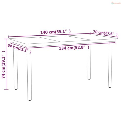 5 részes fekete kerti étkezőgarnitúra
