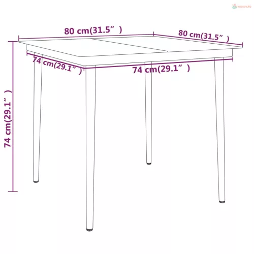 5 részes fekete kerti étkezőgarnitúra