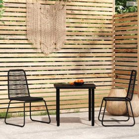 3 részes fekete kerti étkezőgarnitúra