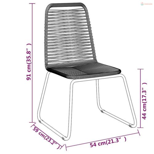 3 részes fekete kerti étkezőgarnitúra