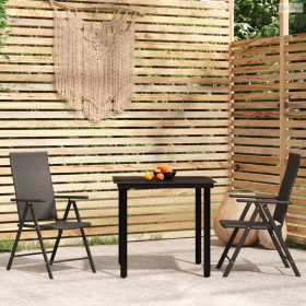 3 részes fekete kerti étkezőgarnitúra