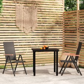 3 részes fekete kerti étkezőgarnitúra