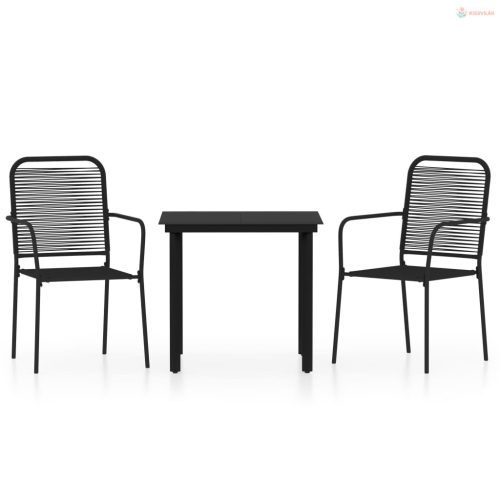 3 részes fekete kerti étkezőgarnitúra