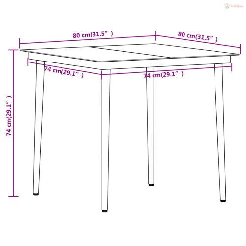 3 részes fekete kerti étkezőgarnitúra
