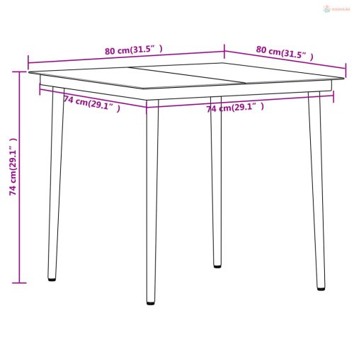 5 részes fekete kerti étkezőgarnitúra